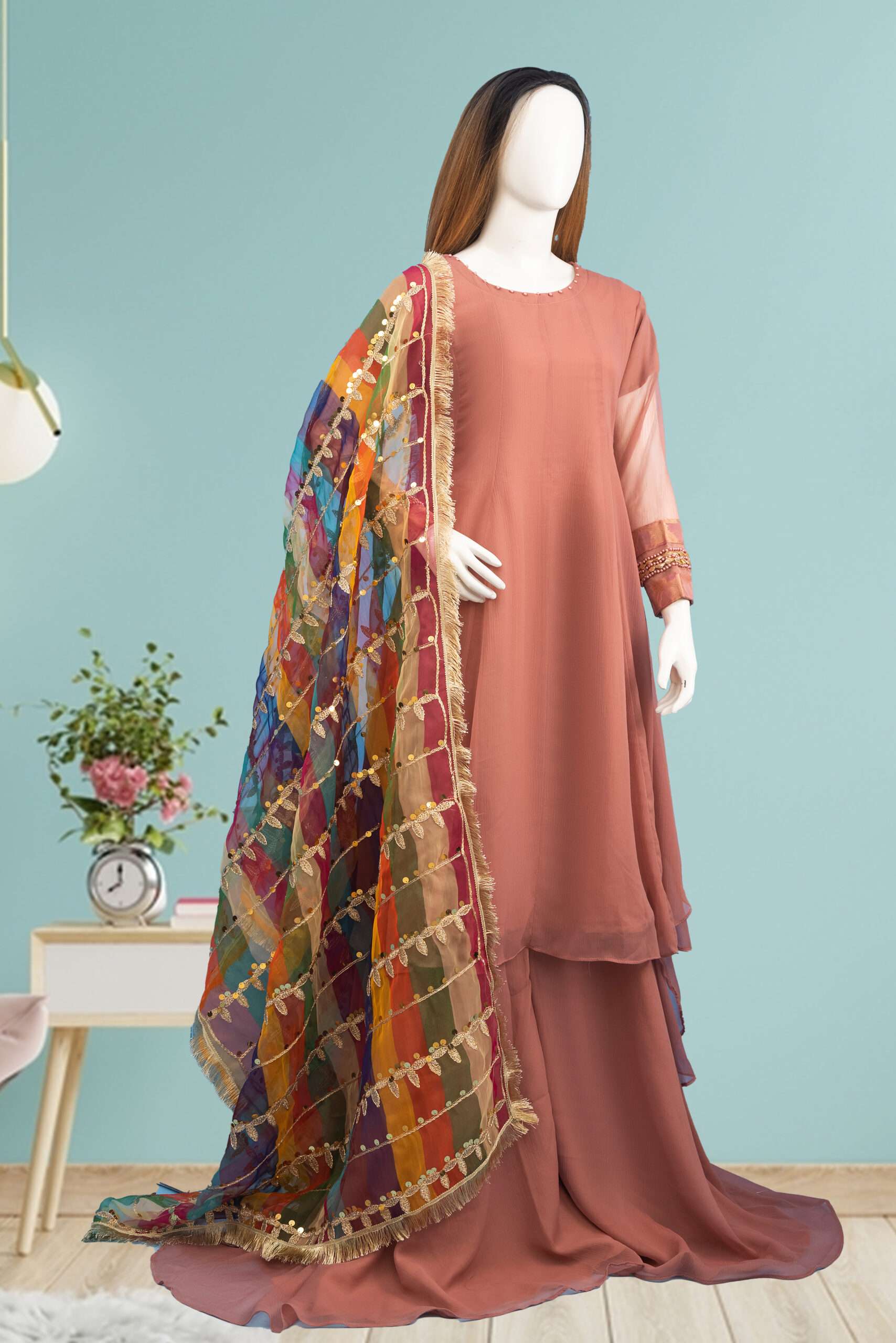 1-9-scaled-1.jpg Pink Chiffon Sharara ARA010 - Image 1