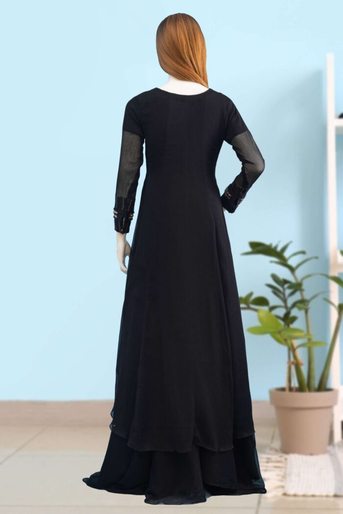 Black Chiffon Sharara ARA019 - Image 3