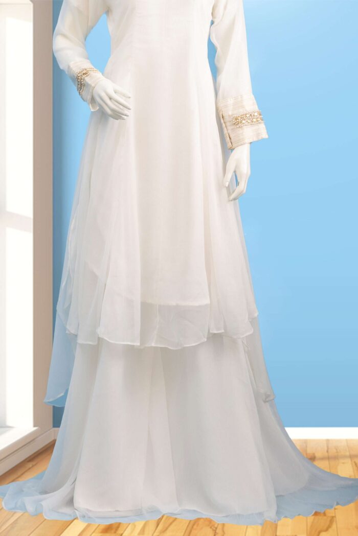 White Chiffon Sharara ARA011 - Image 4