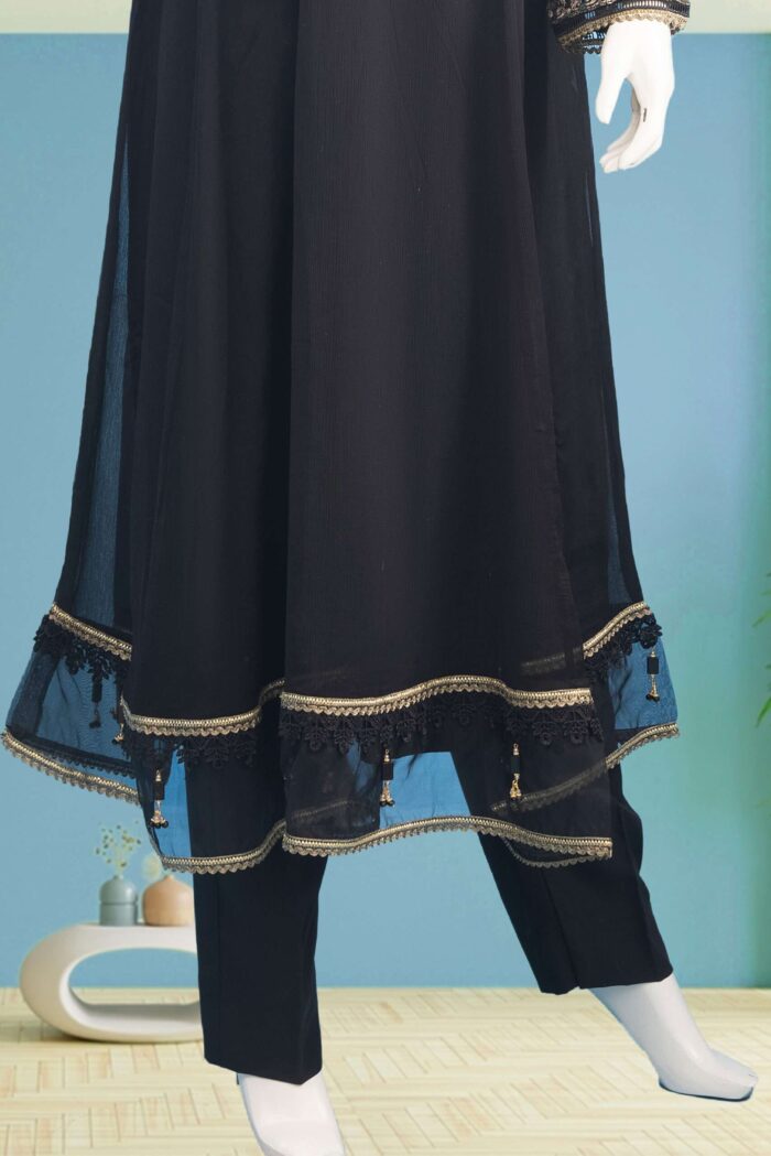 Black Chiffon Dress ARA003 - Image 4