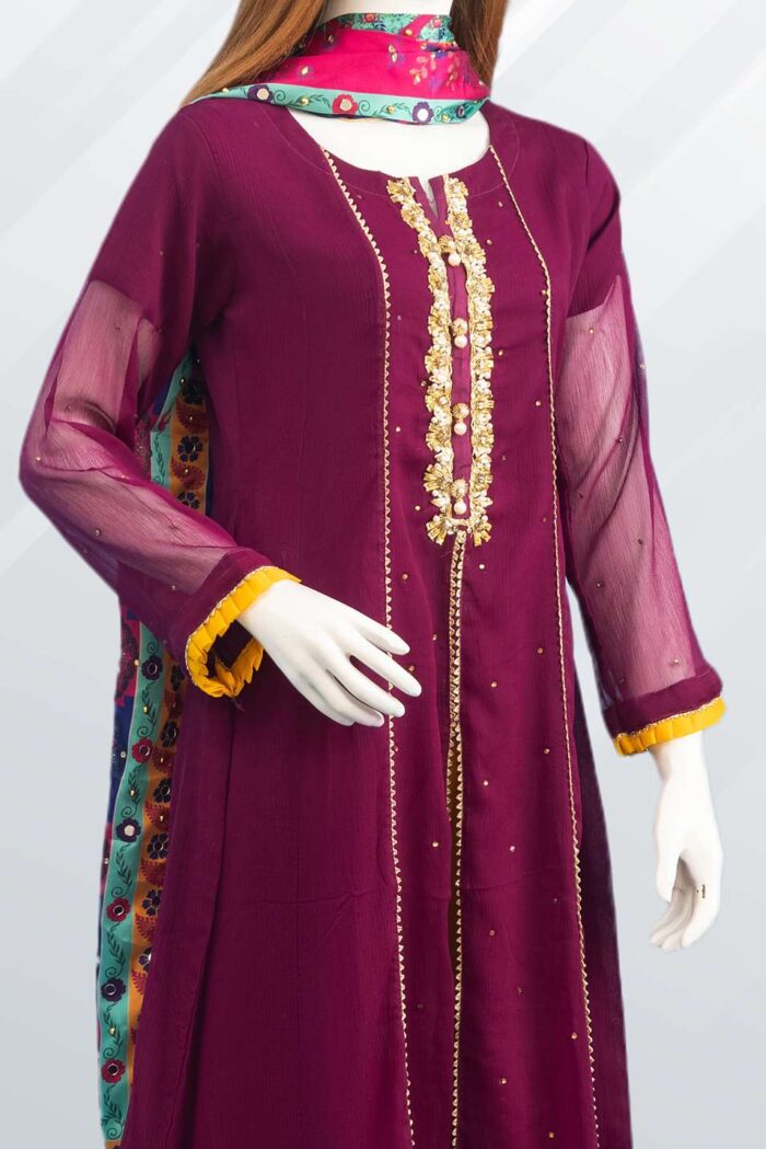 Embroidered Chiffon Sharara ARA002 - Image 2