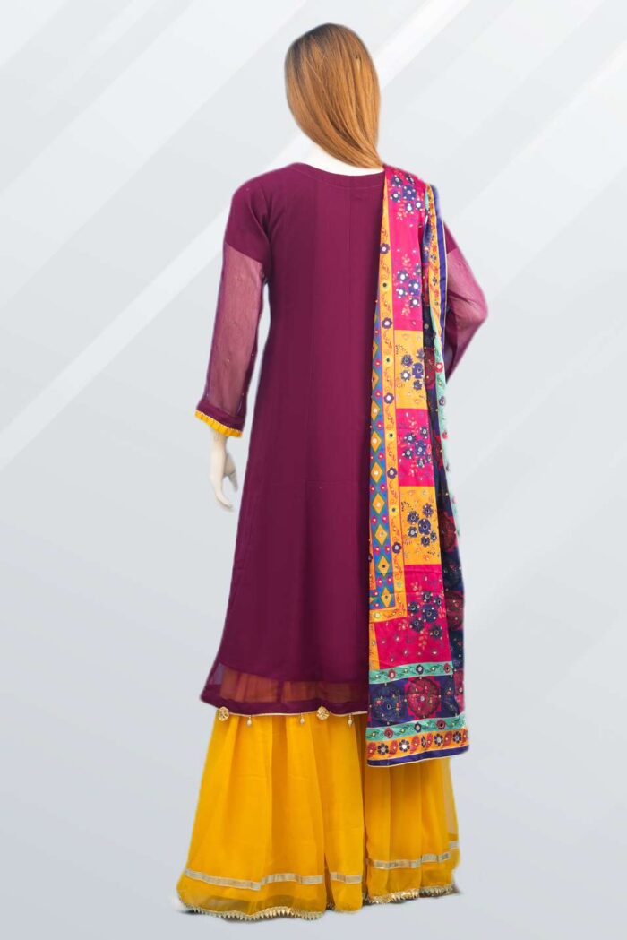 Embroidered Chiffon Sharara ARA002 - Image 3